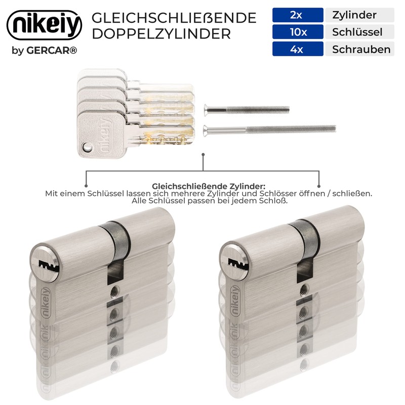 GERCAR Pro 2 x Lock Cylinder 40/40 Keyed Alike Set