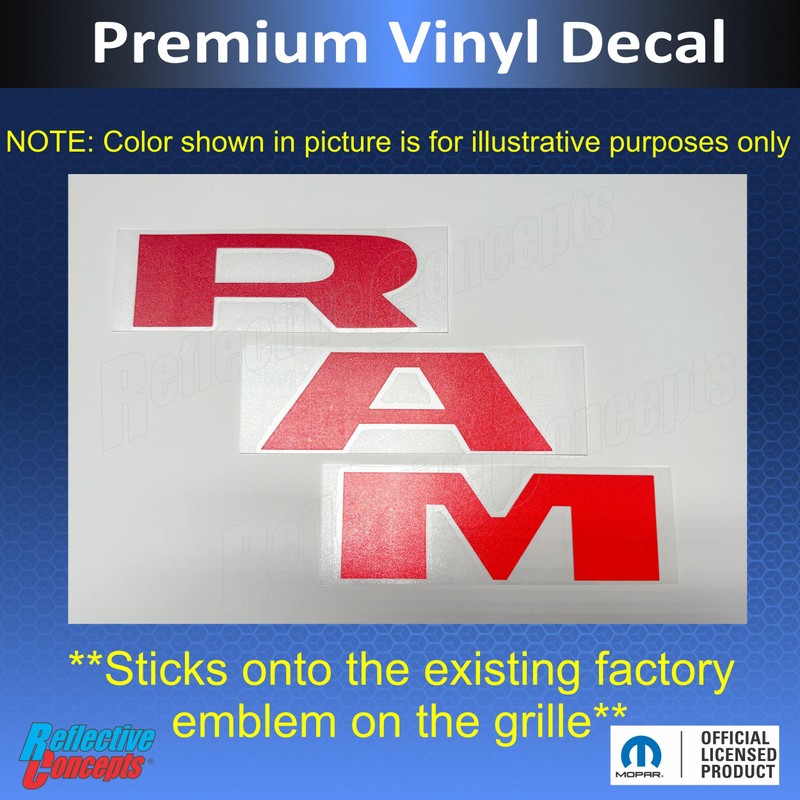 RAM Grille Emblem Overlay Decal Stickers 2025-2026 Ram 1500 (Color: