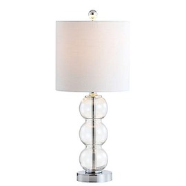 JONATHAN Y JYL1021D February 21" Glass/Metal LED Lamp Contemporary for Bedroom,Living Room,Office,College Dorm,Coffee Table,Bookcase, Clear/Chrome