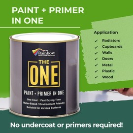 THE ONE All-In-One Paint & Primer - Green Satin, 33.8 Fl Oz/1 Liter | 1 Coat Formula | Easy Indoor & Outdoor Decorating for Home & Garden Walls, Floors & Furniture | Water-Based & Low VOC
