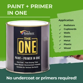 THE ONE All-In-One Paint & Primer - Green Satin, 33.8 Fl Oz/1 Liter | 1 Coat Formula | Easy Indoor & Outdoor Decorating for Home & Garden Walls, Floors & Furniture | Water-Based & Low VOC
