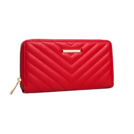 FACAI RFID Wallet Women Slim Ladies Wristlet Clutch Travel Cash Card Organized Anti Theft Large Capacity Zipper Red V