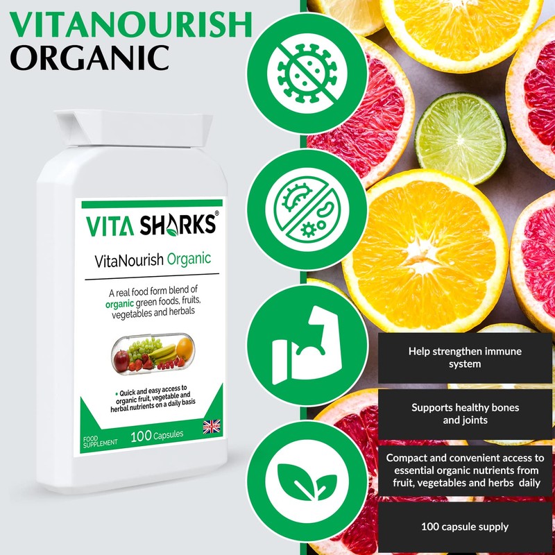 VitaNourish Organic. Nutrient-Dense Potent Vegan Whole Food Supplement for Total