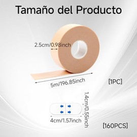 160Pzs Cinta Lifting Facial, 1Rollo Cinta para Arrugas de La Cara, Cinta Facial Parches Antiarrugas para Dormir, Face Lift Tape para Rostro para Sujec