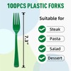100 Pcs Green Plastic Forks Green Plastic Silverware Disposable Cutlery
