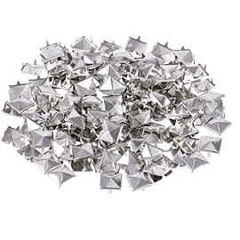 WedDecor 6mm Pyramid Shape Spike Square Studs Prong Rivets for Decorating Belts, Bags, Shoes, Leathercrafts, Punk & Goth Fashion Accessories, Silver, 50pcs