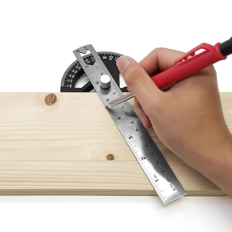 WEITARI Protractor Angle Finder 8-Inch Woodworking Ruler, Adjustable Stainless Steel