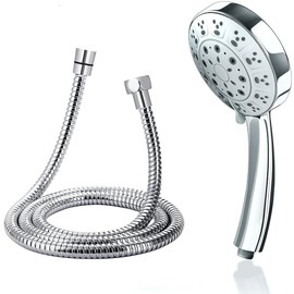 Hand Shower Set with 5 Jet Types, 1.5 m Shower Hose, High Pressure Water Saving, Chrome
