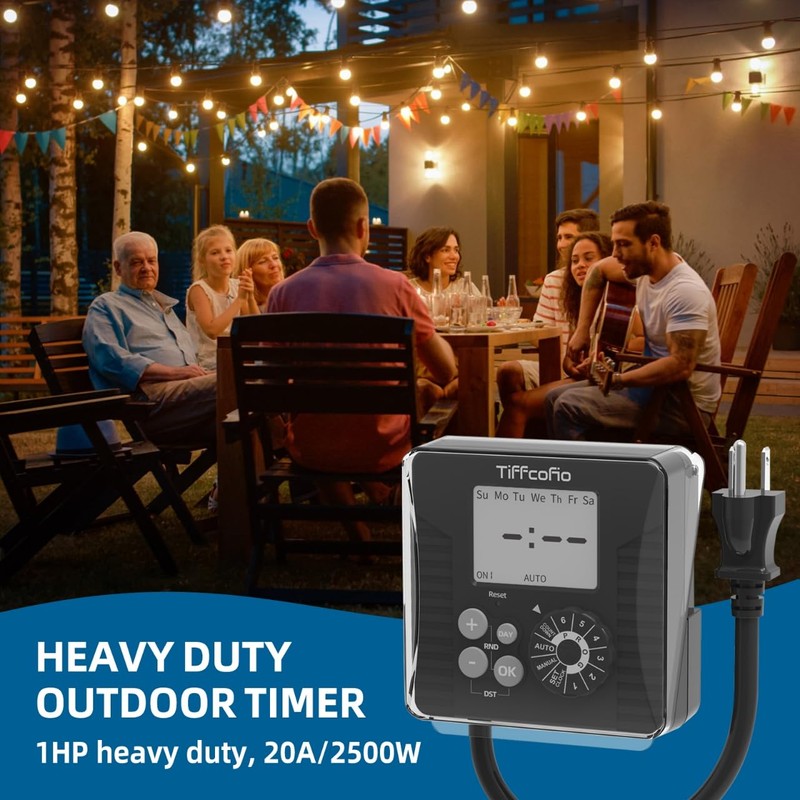 TiFFCOFiO New Digital Outdoor Timer Waterproof, Dial Programmable Method, Outdoor