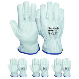 Ruvigrab - Natural Cowhide Leather Work Gloves for Gardening, Construction and Construction Site, Industry, Leather Gloves