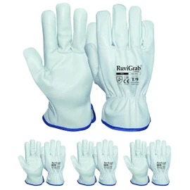 Ruvigrab - Natural Cowhide Leather Work Gloves for Gardening, Construction and Construction Site, Industry, Leather Gloves