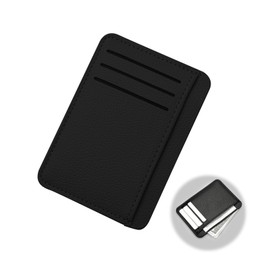 wilcractk Card Holder Slim PU Leather Wallet - Small Mini Wallet for Men & Women in Black - Compact Card Holder for Credit Card & Everyday Use, Pack of 1