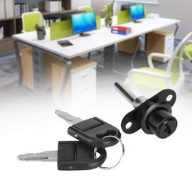 Cajón Escritorio Armario Gabinete Cerradura de émbolo, 2 Piezas Muebles Cajón Armario Archivador Cerradura con Llaves Seguridad de Oficina Muebles de Bricolaje Hardware(16mm black single lock)