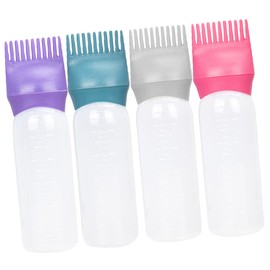 Minkissy 4pcs Hair Color Applicator Bottles with Comb Tip Squeeze Bottles for Easy Hair Dye Application Portable and Practical Grey Deep