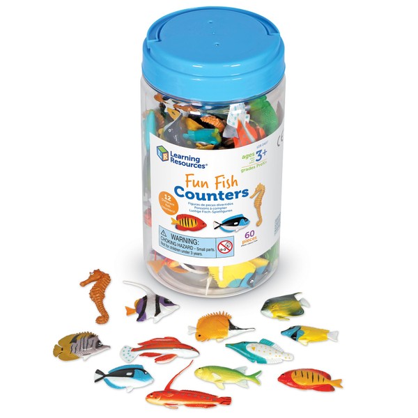 Learning Resources Fun Fish Counters - Set of 60, Ages 3+ Fishing Toys for Kids, Educational Counting and Sorting Toy, Animal Toys for Kids