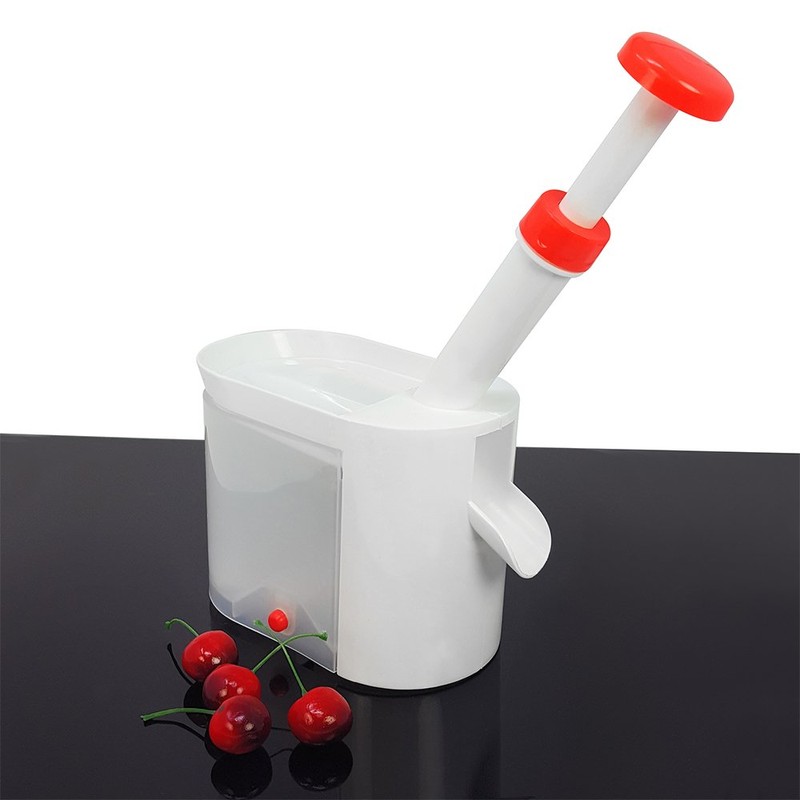 com-four® Cherry Pitter with Large Container, Stable with Suction Feet