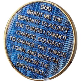 37 Year AA Medallion Dusty Blue Color Gold Plated Chip XXXVII