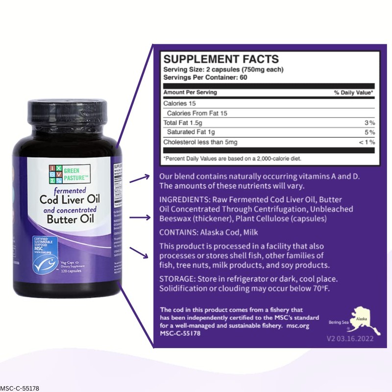 Green Pasture Fermented Cod Liver Oil Blend and Concentrated Butter