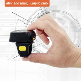Bluetooth Wireless Ring Barcode Scanner, Portable Wearable Mini Finger 1D Bar Code Reader Work with Windows, Mac OS, Android 4.0+, iOS