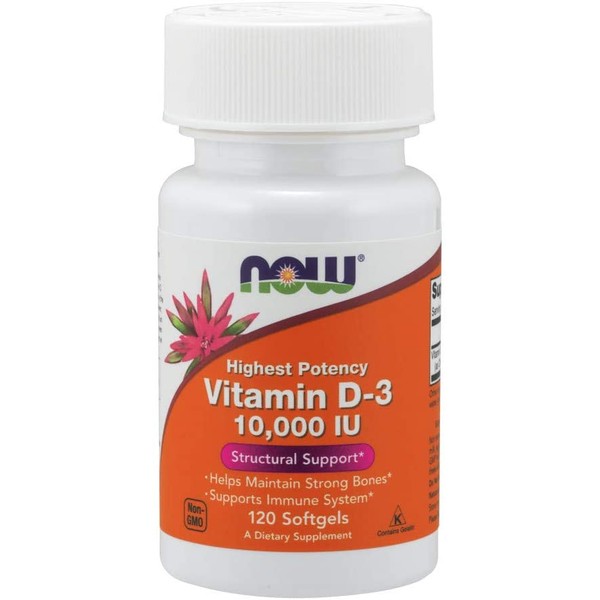 NOW Supplements, Vitamin D-3 10,000 IU, Highest Potency, Structural Support*,