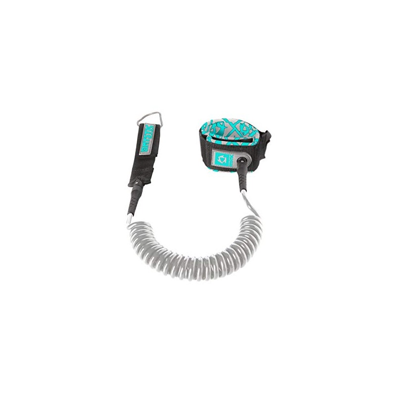 Mystic SUP Coiled Leash - 10ft - Grey/Mint