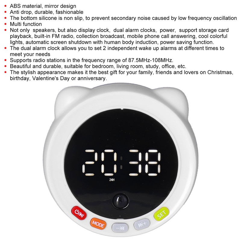 Multifunctional Bluetooth Alarm Clock Speaker Portable Digital Alarm Clock with