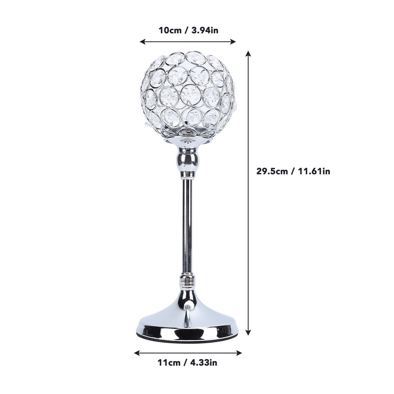 Crystal Candle Holder Ornament Tall Elegant Crystal Silver Candlestick for