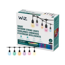 WiZ Connected 48FT Color Changing Outdoor String Lights - Water and Weatherproof - Adapter Included - Control with Wiz Connected App - Works with Google Home, Alexa and Siri Shortcuts