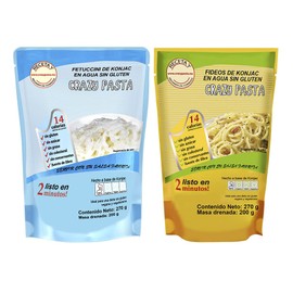 Crazy Pasta - Fideos y Fetuccini de Konjac (2 Piezas) | Keto | Sin Gluten | Vegano | Alto en Fibra