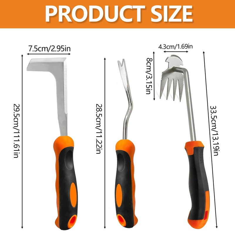 NCOALE Weed Cutter with Handle, Set of 3 Stainless Steel