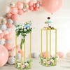 TUSPEU Gold Cylinder Stands for Party,2pcs Wedding flower stand,Metal Square