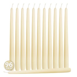 Hyoola Tall Taper Candles Bulk - 10 Inch Wool White Unscented Dripless Taper Candles - 8 Hour Burn Time - 96 Pack