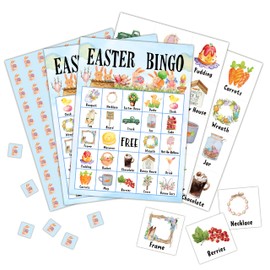Foosproea Easter Bingo Cards, Easter Bingo Games for 24 Players, Easter Games for Family Friends Large Group Activities, Easter Party Favors Supplies Decorations(19)