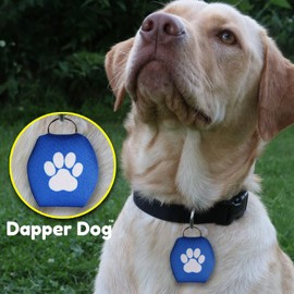 Dapper Dog - Dog Tag Silencer with Tag Ring (Blue with White Paw Print)