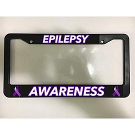 EHAKB Frame Epilepsy Awareness Purple Ribbon Cure Black License Plate Frame New 12" X 6"