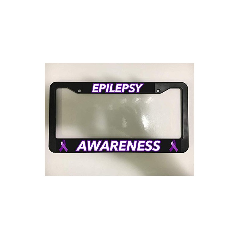 EHAKB Frame Epilepsy Awareness Purple Ribbon Cure Black License Plate