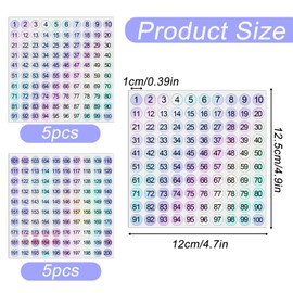 10 Sheets 1 to 200 Small Number Stickers Self Adhesive 0.4 Inch Holographic Vinyl Laser Round Removable Consecutive Number Stickers for Storage Classification DIY Craft Marking Numbering Manicure Tool