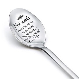 Long Distance Friendship Gift for Friends Coffee Spoon for Best Friend Christmas Gifts for Women Birthday Gifts for Men Bestie BFF Funny Gifts for Teen Girls Boys Engraved Sugar Ice Cream Spoons