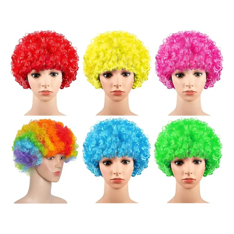 Peluca Afro Arcoíris Rizos Divertida Cosplay Fiesta 6 Color