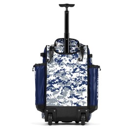Boombah Rolling Catchers Superpack Baseball/Softball Gear Bag - PS-9124-3000C23 Digital Camo Royal/Gray- Telescopic Handle and Holds 4 Bats - Wheeled Version