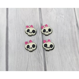 4 Pack-White Skull Resin Flatback, Skull Cabochon, Hair Bow Center