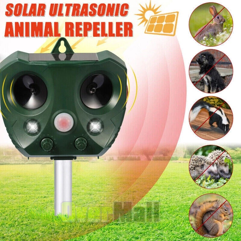 Ultrasonic Solar Animal Repeller 5 Modes with Motion Sensor Flashing