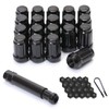 M12x1.25 Black 6 Spline Lug Nuts - Anti-Theft, 1.38" Long,