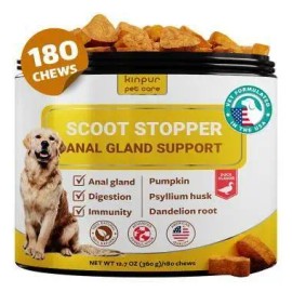UD_Scoot Comfort Dog Soft Chews 180 Tasty Chews Natural Flaxseed Psyllium Husk for Digestion Support Anal Gland Treatment Fiber