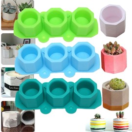 Moho de silicona de maceta,Paquete de 3 minimoldes octogonales de silicona para macetas de suculentas,3moldes de silicona para macetas de plantas suculentas,para Hecho a Mano Velas Hacer,suculentas