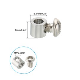 PATIKIL 5.3x6mm Wire Rope Clips, 10 Pcs Steel Cable Clamps 3.5mm Single Hole Wire Lock Rope Fittings Clip with M4*0.7 Screws for Cable