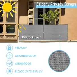 2'6" x 40' Gray Balcony Privacy Screen Fence Windscreen Cover for Apartment, Deck, Patio, Backyard, Outdoor Pool, Porch, Railing - 95% UV Blockage, Zip Ties Included, Customized
