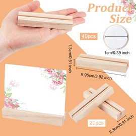OLYCRAFT 20pcs Wood Table Number Holders 14.7g Wood Place Card Holders with 3.5mm Slot Wooden Display Stand Wedding Table Numbers Place Card Holder for Party Events Decoration--99.5x23x13mm