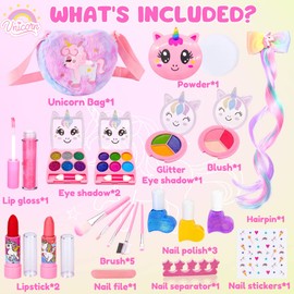 Lubibi Unicorn Makeup Sets For Girls, 21PCS Kids Washable Make Up Starter Kit With Unicorn cosmetic bag, Children Princess Pretend Games Toys Presents,Gifts For Girls Age 3 4 5 6 7 8 9 10 Year Old