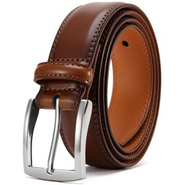 DOOPAI Mens Dress Belt - Genuine Leather Dress Belts For Men,Casual Suit Jeans Belt-Single Prong Buckle brown belt